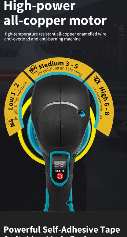 Lucidatrice Senza Fili Mamidw, 8 Velocità Variabili Max 5000 Giri/min, Lucidatrice Portatile per Auto con Platorello Autoadesivo, 4 Tamponi Lucidanti per Dettagli Auto, Ceratura e Lucidatura, Compatibile con Batteria Makita