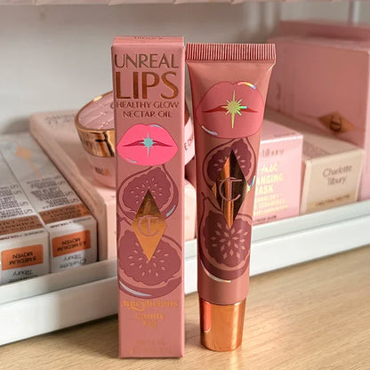 Charlotte, lucidalabbra al gusto di frutta, blush in polvere colorata, stick, tubetto rosa e oro, rossetto facile da applicare, Tilbury Cosmetics.