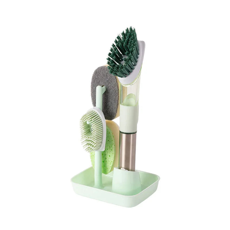Strumenti per la pulizia della cucina Manico lungo Spazzola per piatti Dispenser di sapone liquido Detergente Spazzola per piatti Spugna per piatti Salviette per lavare i piatti