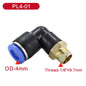 Set di 5 connettori pneumatici a gomito con filettatura maschio da 1/8', 1/4', 3/8', 1/2' per tubi dell'aria da 4/6/8/10/12 mm