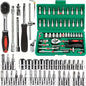 Kit di Riparazione Auto da 46 Pezzi con Attrezzi a Cricchetto Verdi per Manutenzione Veicoli