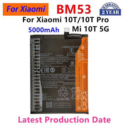 100% batteria originale BM53 5000mAh per batterie di ricambio per telefono Xiaomi 10T/10T Pro/ Mi 10T 5G