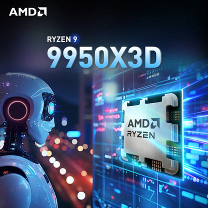CPU AMD Ryzen 9 9950X3D 16-Core, 5.7GHz, Cache 144MB, Socket AM5, DDR5, TDP 170W, Serie R9 9000 Senza Dissipatore