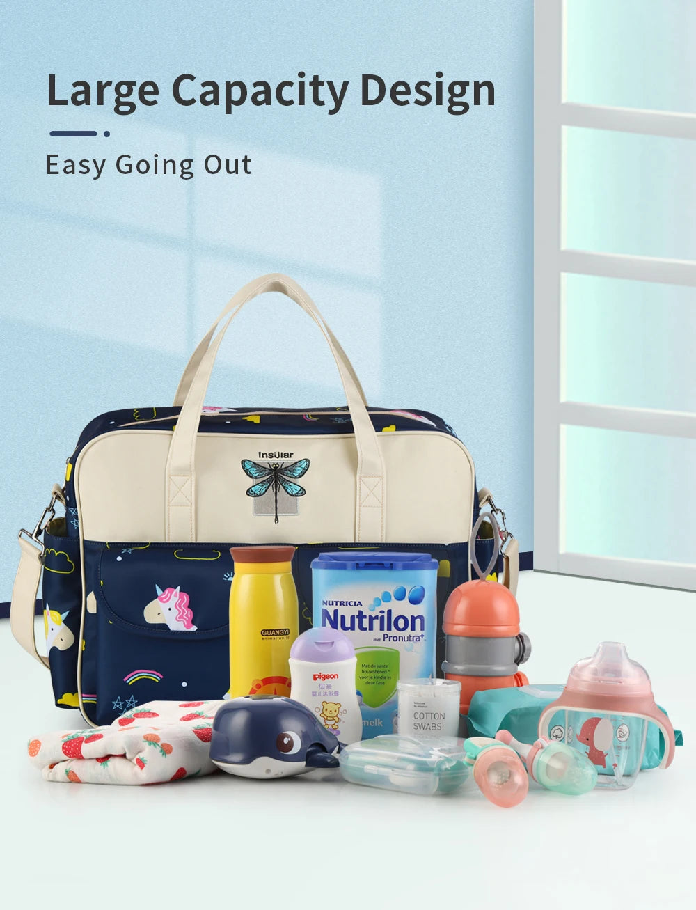 Borsa per pannolini impermeabile di nuovo stile borsa da viaggio Messenger di grande capacità borse multifunzionali per passeggino madre maternità