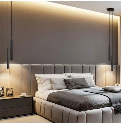 Lampade a sospensione a LED nere con cavo Decor per camera da letto TV Sfondo Lampade a sospensione sospese regolabili per sala da pranzo