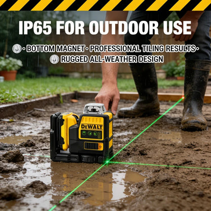 Dewalt DW089LG Livella Laser Verde con Batteria al Litio 12V, 3 Lati 360 Gradi Linee Orizzontali e Verticali Strumento di Misurazione per Esterni