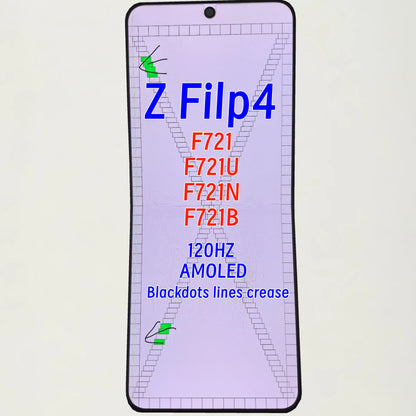 Display LCD Super AMOLED da 6.7'' 100% Testato per Samsung Z Flip 4 SM-F7210 F721 F721W F721U, Schermo Touch Sostitutivo Con Difetti