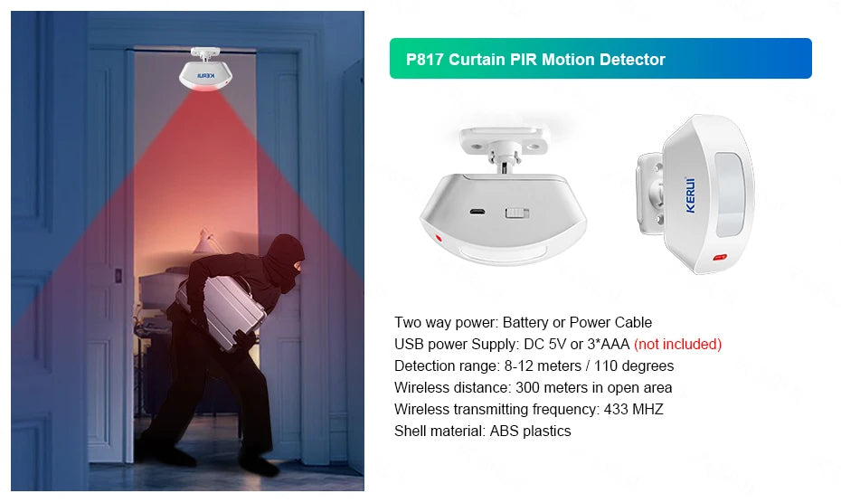 KERUI W184 Tuya Smart 4G Sistema di Allarme Wireless WIFI GSM Allarme Rilevatore di Movimento Sensore Porta Antifurto Supporto Alexa e Google