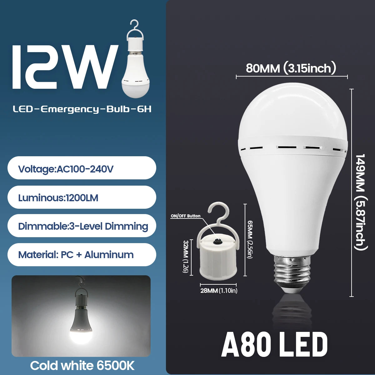 1-10 pezzi lampadina a LED ricaricabile AC100-240V E27 7W 9W 12W lampadina di emergenza per energia domestica campeggio esterno portico lampade da giardino