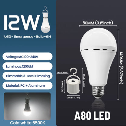 1-10 pezzi lampadina a LED ricaricabile AC100-240V E27 7W 9W 12W lampadina di emergenza per energia domestica campeggio esterno portico lampade da giardino