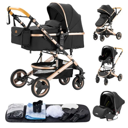 Nuovo passeggino di lusso 3 in 1 carrozzina da viaggio portatile pieghevole carrozzina alta paesaggio telaio in alluminio passeggino neonato