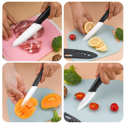 Coltello in ceramica da 3/4/5 pollici resistente all'ossidazione e senza ruggine, con custodia, portatile, per la preparazione di alimenti per neonati e bambini.