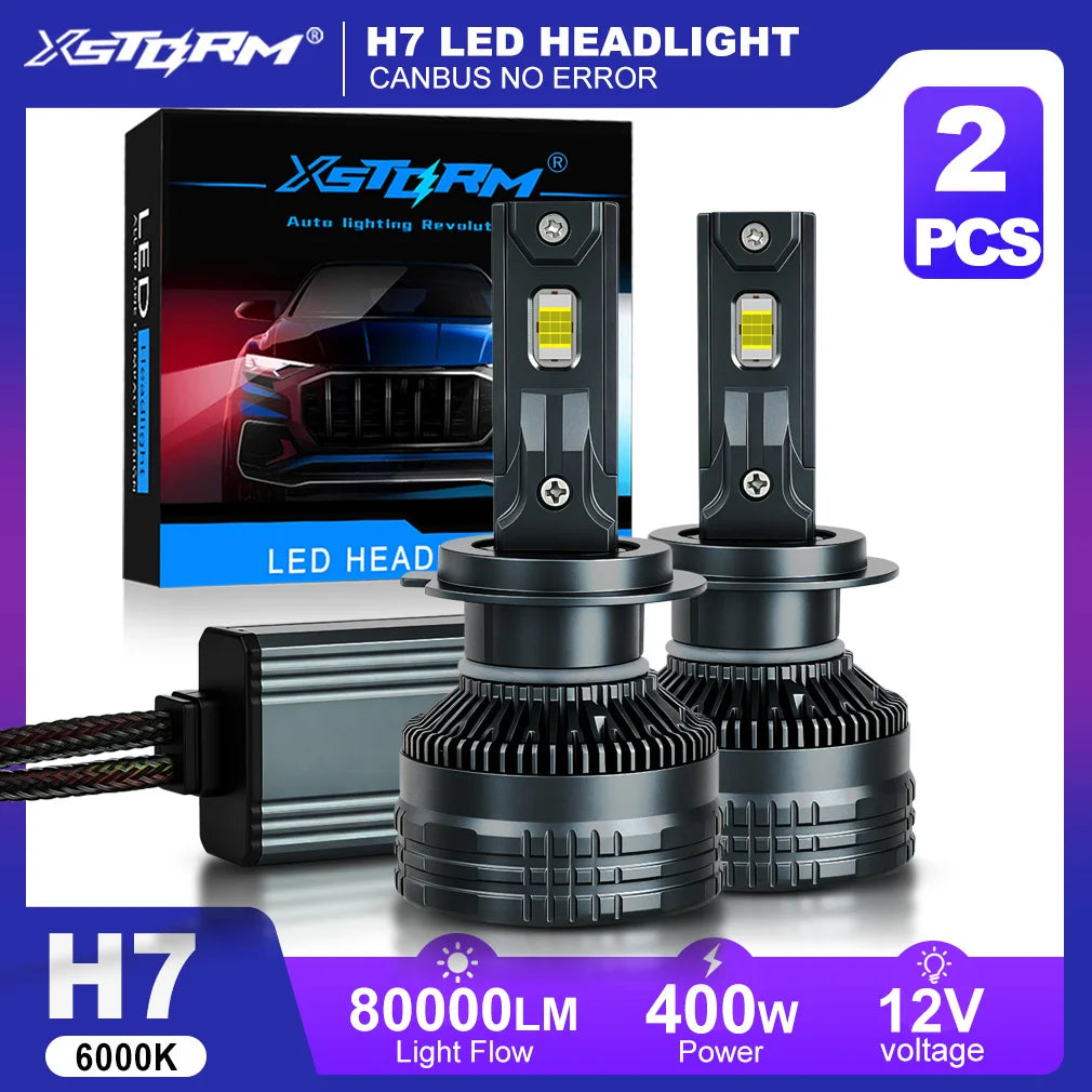 Luci LED XSTORM H7 per Auto, Fari LED H1 H11 H4 400W 80000LM, Luci Abbaglianti e Anabbaglianti H4, Fari Fendinebbia H11 Canbus SENZA ERRORI 6500K