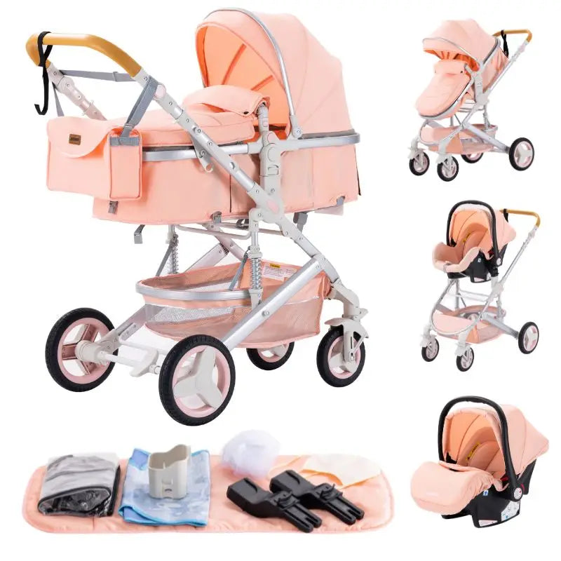 Nuovo passeggino di lusso 3 in 1 carrozzina da viaggio portatile pieghevole carrozzina alta paesaggio telaio in alluminio passeggino neonato