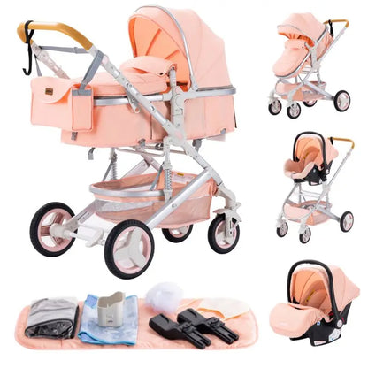 Nuovo passeggino di lusso 3 in 1 carrozzina da viaggio portatile pieghevole carrozzina alta paesaggio telaio in alluminio passeggino neonato
