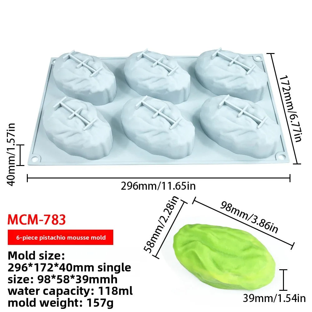 Stampo in Silicone Grande per Mousse di Mandorle/Pistacchi/Pecan/Chicchi di Caffè, Stampo Fai-da-Te per Cioccolato e Gelato, Utensili per Decorazione Torte