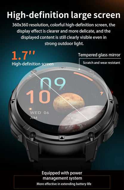 Nuovo Smartwatch T-REX3 Ultra con Batteria da 1100mAh, Impermeabile 10ATM, GPS, Bussola, Torcia, Display AMOLED HD da 1.7'', Chiamate, Orologio Sportivo Intelligente per Uomo