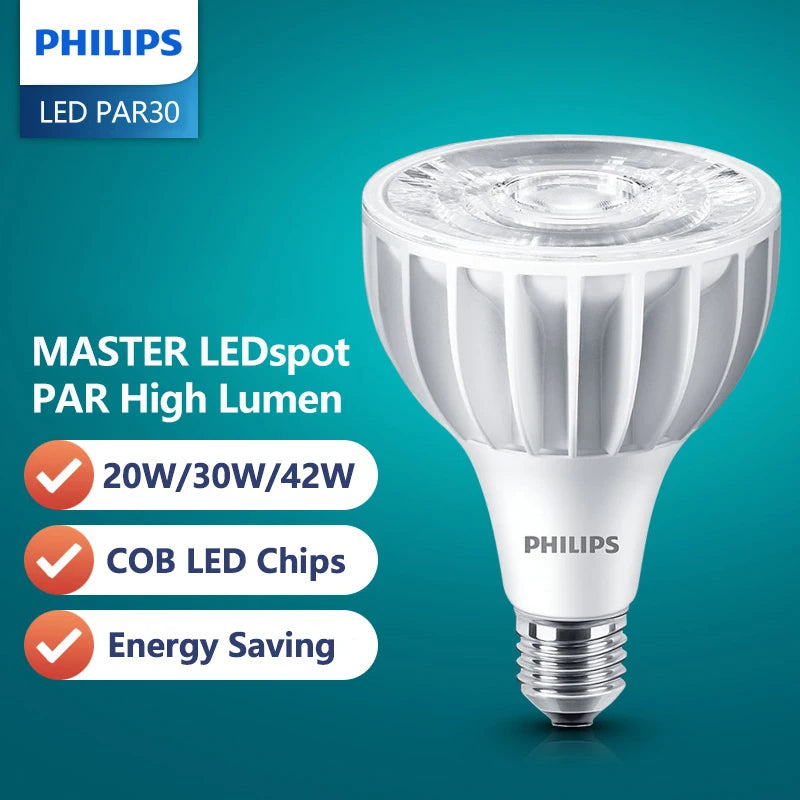 Faretto Philips MASTER LED PAR30 ad alto lume E27 20W 32W 40W 3000K 4000K 6000K COB LED bianco 15 °   30 °   Lampade del negozio del negozio angolare