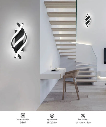 Lampada da parete moderna a LED Linea domestica Decorazione Lampada da parete Soggiorno Sfondo Muro Camera da letto Testiera Illuminazione bianca nera Lustro