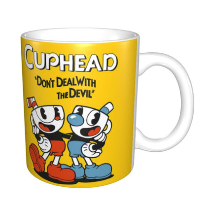 Tazze da caffè personalizzate CupHead e MugMan personaggi dei videogiochi elettronici fai da te tazza da tè al latte in ceramica