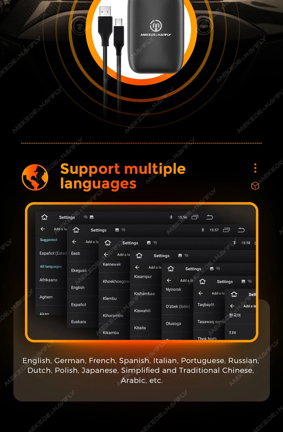 Mekede 2026 Android 2GB RAM CarPlay Wireless/Android Auto Wireless MINI BOX 3in1 CarPlay da Cablato a Wireless Portatile per YouTube Netflix Smart Box