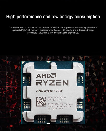Processore Desktop AMD Ryzen 7 7700, 8 Core, 4.5 GHz, 5nm, Cache L3 da 32MB, Socket AM5 (Dissipatore Non Incluso)