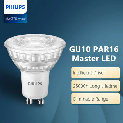 Philips LED GU10 PAR16 MASTER Value 5.5W (=80W Alogeno) 220-240V 36 °   Faretto Orientabile Dimmerabile LED Bianco 2700K 3000K 6500K