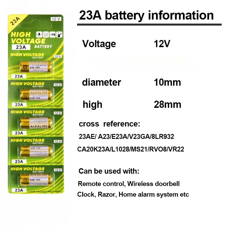 Batteria 12V 23A 23GA A23S E23A EL12 MN21 V23GA GP23A LRV08 per campanello, telecomando, giocattolo elettrico, pacco batterie alcaline A23