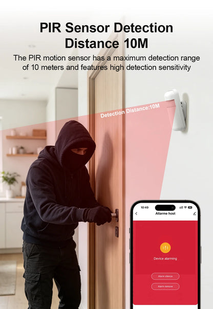 Sistema di Allarme PGST per Casa, Allarme di Sicurezza WIFI Antifurto con Sensore di Movimento per Porte, Compatibile con Tuya e Alexa
