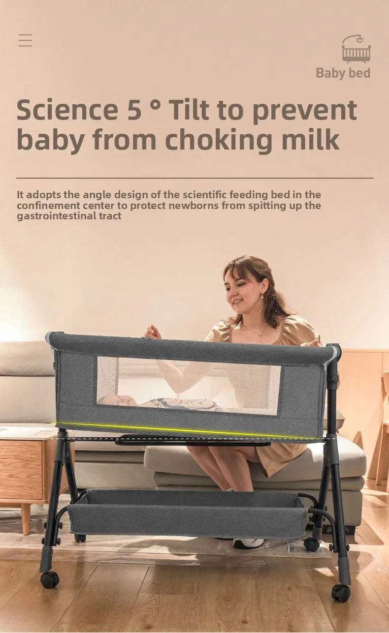 Culla Multifunzione Convertibile per Neonati e Bambini, Lettino Portatile per Neonati, Culla Co-Sleeping, Letto Grande Componibile Accanto a Mamma, Culla Anti-Soffocamento, Protezione Spinale a 5 Inclinazioni, Culla per Neona