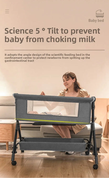 Culla Multifunzione Convertibile per Neonati e Bambini, Lettino Portatile per Neonati, Culla Co-Sleeping, Letto Grande Componibile Accanto a Mamma, Culla Anti-Soffocamento, Protezione Spinale a 5 Inclinazioni, Culla per Neona