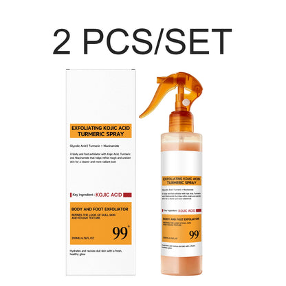 Nuovo Spray Corpo Esfoliante 2026 con Acido Cogico e Curcuma, Acido Glicolico Illuminante e Levigante per Pelle Ruvida, Idratante 200ml