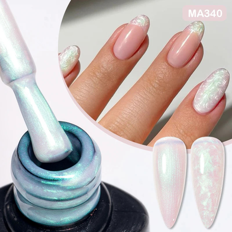 MEET ACROSS 7ml Gelatina Nuda Shimmer Base in gomma Gel Glitter Rosa Viola UV/LED Nail Art Vernis Gel Smalto per manicure Unghie FAI DA TE