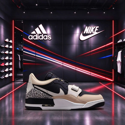 Sneakers Nike Grigio Scuro e Nero con Motivo Craquelé, Cuscinetto d'Aria con Velcro, Design Patchwork Tre-in-Uno, Stile Retrò Versatile e Trendy CD7069-020