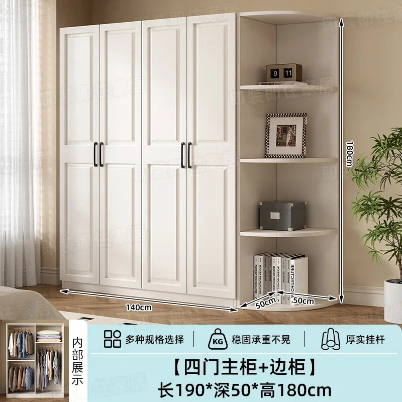 Armadio in stile crema per camera da letto, facile da montare, ideale per piccoli appartamenti, armadio in legno, mobile contenitore per stanze in affitto.