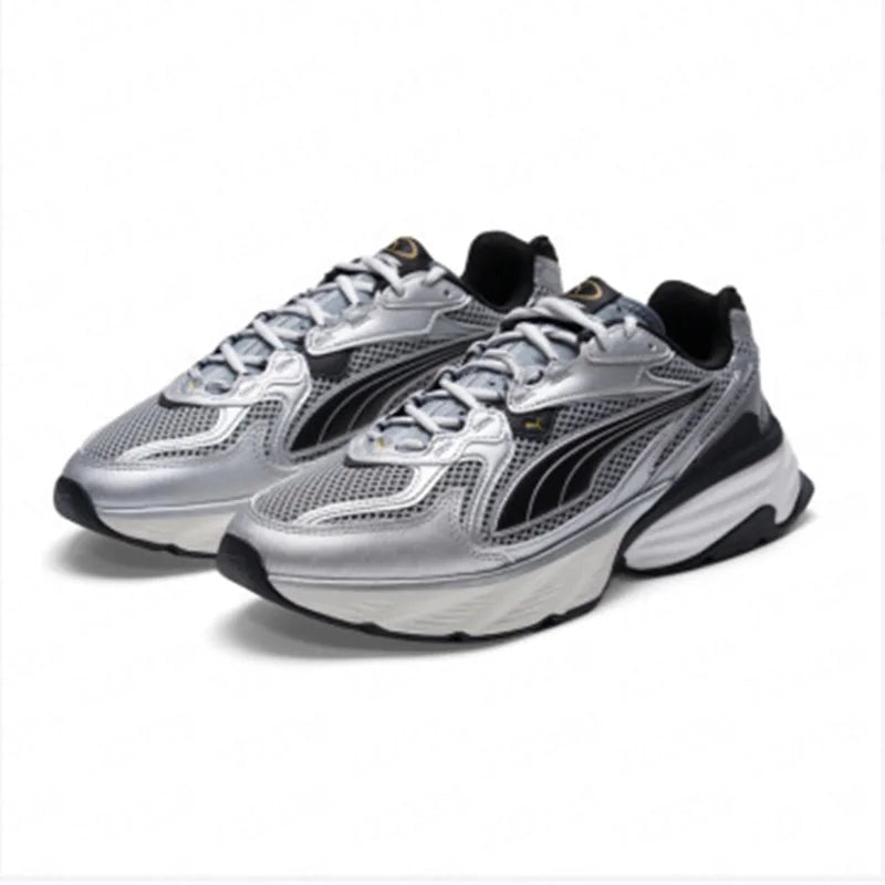 PUMA Silver Black Mesh Y2K Retro Sneakers da Corsa Traspiranti con Suola Spessa e Ammortizzazione Stile Dad 406203-04