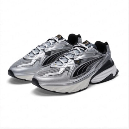PUMA Silver Black Mesh Y2K Retro Sneakers da Corsa Traspiranti con Suola Spessa e Ammortizzazione Stile Dad 406203-04