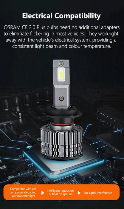 Lampade LED OSRAM H4 H7 H11 HIR2 HB3 LEDriving CF 2.0 Plus per Fari Auto, 80W 8000LM, Luminose H1 H8 H16 9005 9006 HB4, Luce Bianca 6000K