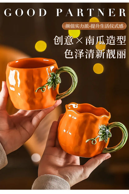 Tazza a Forma di Zucca Carina, Tazze Realistiche a Forma di Zucca, Stoviglie in Porcellana, Utensili per Bere, Tazze da Caffè, Tazze per il Tè Pomeridiano