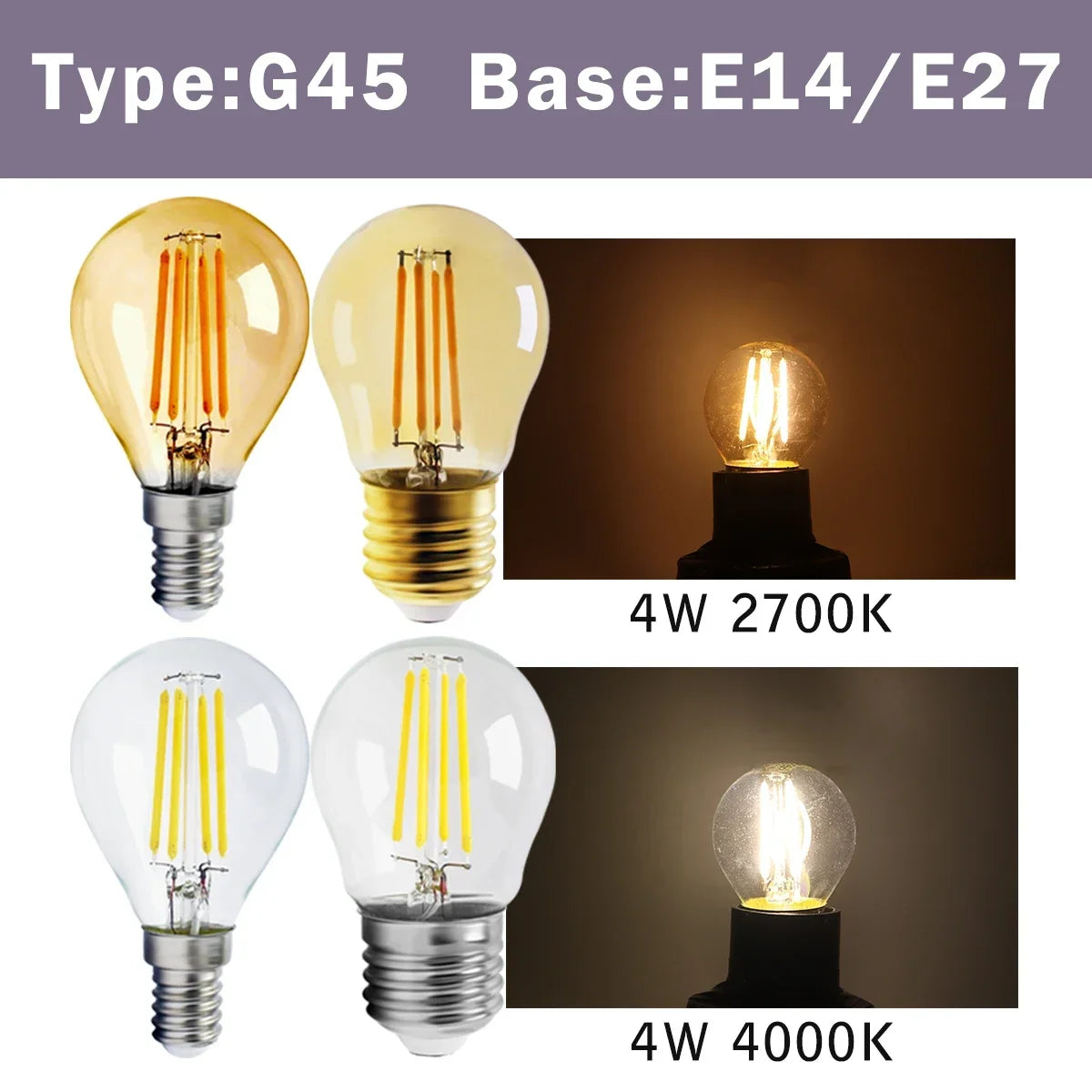 Confezione da 10 lampadine a filamento LED per E27 B22 220V 240V 4W 6W 9W Lampadine a LED bianche calde Lampada in vetro vintage