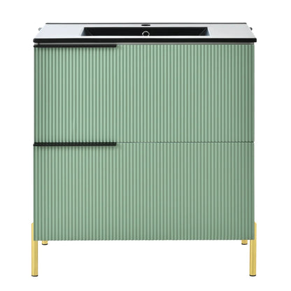 Mobiletto per lavabo da bagno con lavabo in ceramica, lavabo singolo con cassetti in MDF, organizer per mobile da bagno in piedi con lavabo
