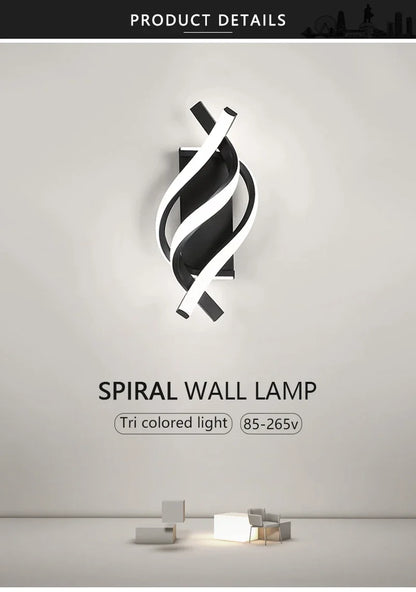 Lampada da parete moderna a LED Linea domestica Decorazione Lampada da parete Soggiorno Sfondo Muro Camera da letto Testiera Illuminazione bianca nera Lustro