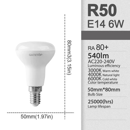 2 pezzi E27 E14 LED lampadina da bagno R50 R63 R80 220V 10W senza sfarfallio luce calda 3000K 6000K per la casa soggiorno illuminazione interna