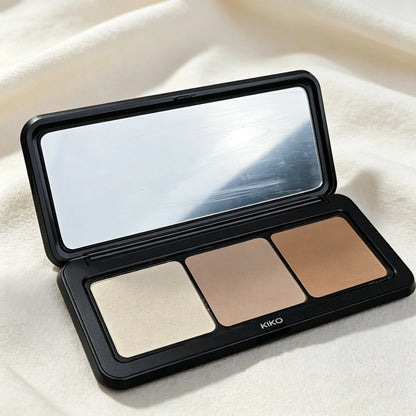 KIKO MILANO Palette Contour Obsession 2 Polveri Contour e 1 Illuminante, Palette Trucco Viso, Kit Contour Modellante Miscelabile