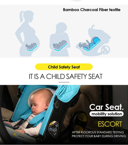 Passeggino 3-in-1 per Neonati, Sistema da Viaggio con Sedile Auto Rimovibile, Telaio in Alluminio Leggero e Ammortizzazione degli Urti, per Bambini da 0 a 4 Anni