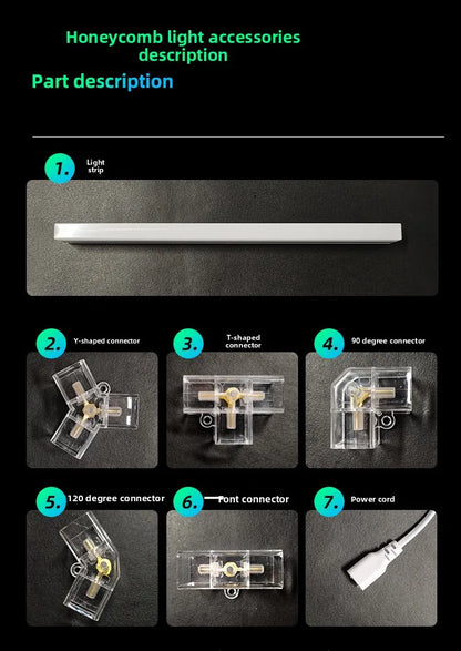 14 griglie con telaio luci da garage esagonali 6500K 672W a nido d'ape led per officina barbiere palestra soffitto negozio seminterrato
