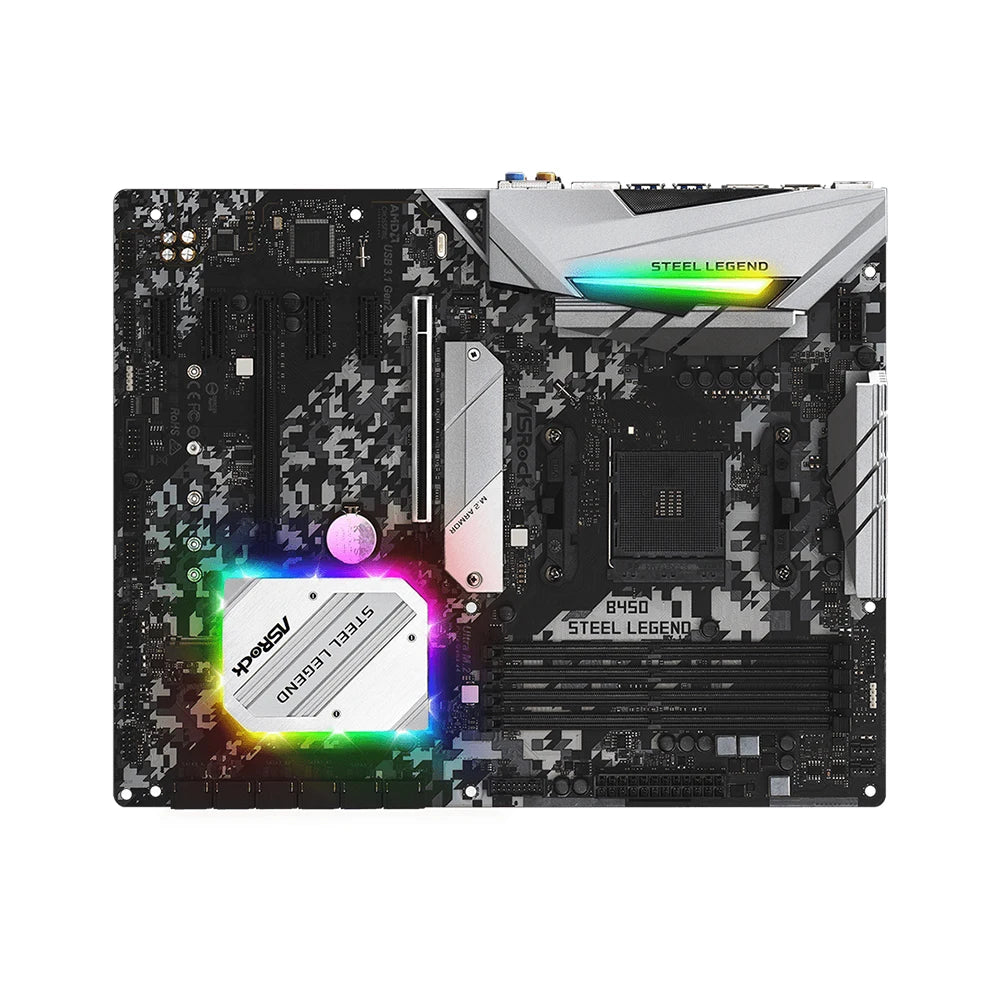 Scheda Madre ASRock B450 STEEL LEGEND B450 AM4 Compatibile con CPU R5 5600 5600G R7 5700X3D 5800X 4xDDR4 3200MHz 128GB HDMI M.2 ATX