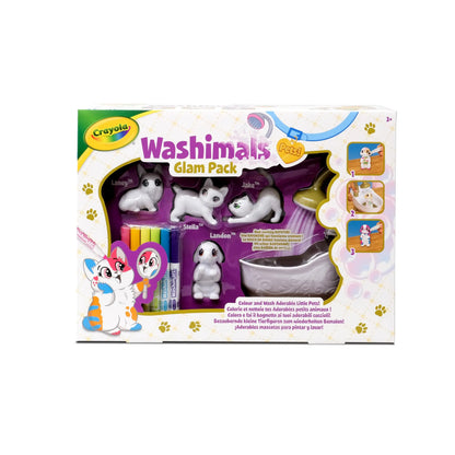 Crayola Washimals Pets: set di attività per colorare, lavare e ricolorare, con vasca da bagno funzionante, cuccioli e gattini, ideale come regalo, età consigliata: 3 anni.