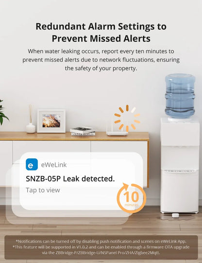 SONOFF SNZB-05P Sensore di perdite d'acqua Zigbee Sonoff, Rilevatore d'acqua con avvisi in tempo reale, Notifiche multiple, Supporto esteso