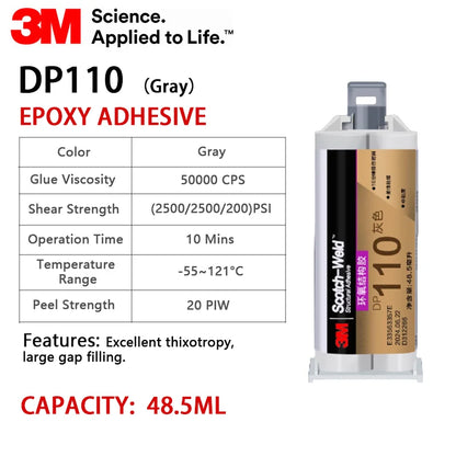Adesivo Epossidico Originale 3M DP110 Scotch-Weld 50ML Colla Strutturale Flessibile Bicomponente per Metallo Plastica Legno Ceramica